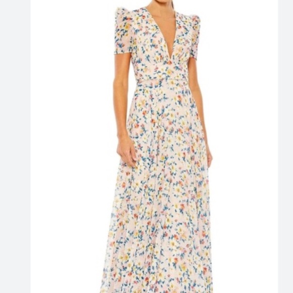 Ieena Mac Duggal 55642 - V-Neck Floral Dress NWT - Picture 1 of 5